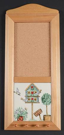 Birdhouse 15" Natural Wood Memo Board/Key Rack  HC