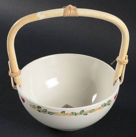Birdhouse 7''-7 1/4'' Basket W/Bamboo Handle HC