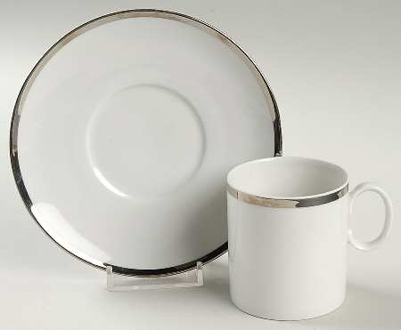 Platinum Band Flat Demitasse Cup & Saucer Set by Thomas