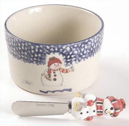 Snowman Dip Bowl & Spreader Set