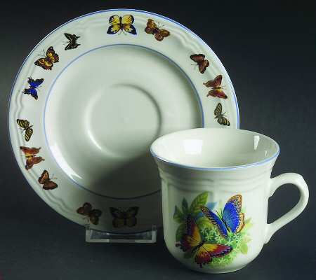Butterflies Flat Cup & Saucer Set