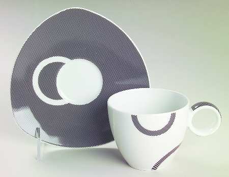 Vario Black (Circles) Flat Cup & Saucer Set by Thomas