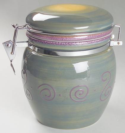 Ambrosia (Raised Scrolls) Small Canister with Hinged Lid