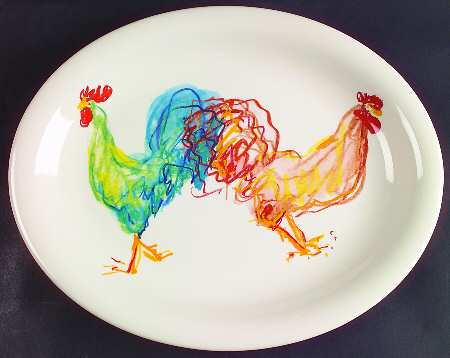 Rooster 14" Oval Serving Platter