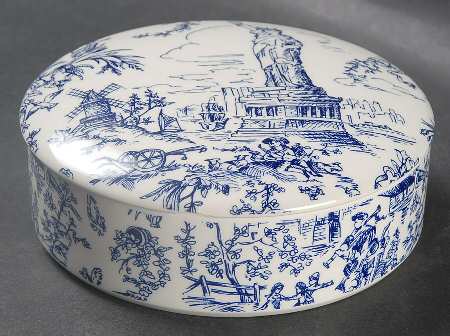 New York Toile Trinket Box with Lid