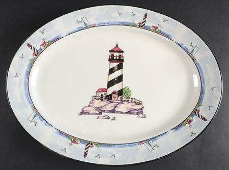 Coastal Lighthouse 14" Oval Serving Platter by Totally Today