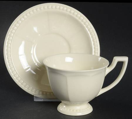 Venice White (Off White) Footed Cup & Saucer Set