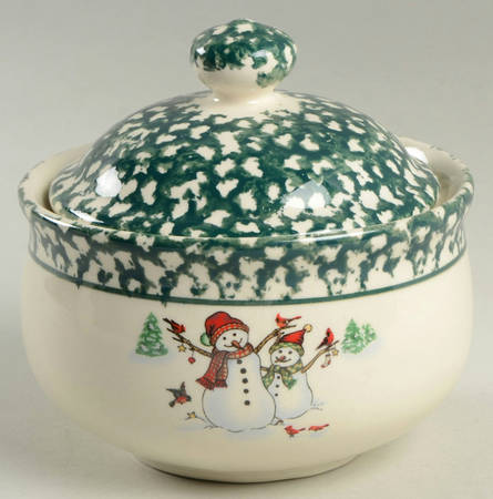 Winterland Green Sugar Bowl & Lid