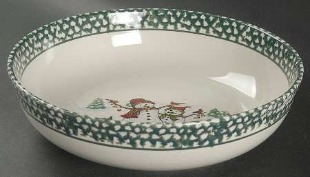 Winterland Green 9" Round Vegetable Bowl