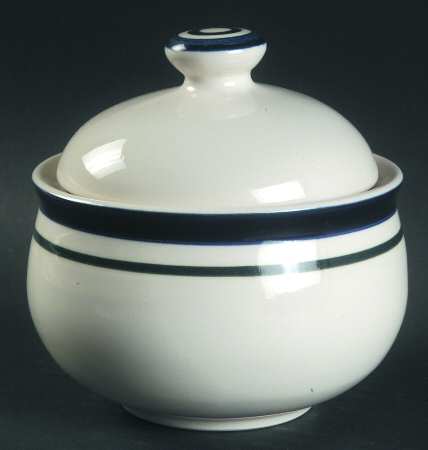 Kitchen Basics Cobalt Green (Wide Band) Sugar Bowl & Lid