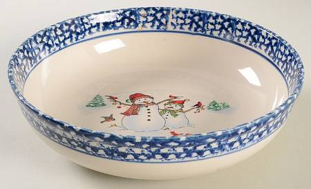 Winterland Blue 9" Round Vegetable Bowl