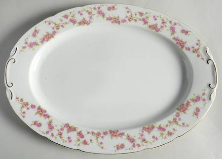 Bridal Rose (Scallop) 13" Oval Serving Platter by Thun