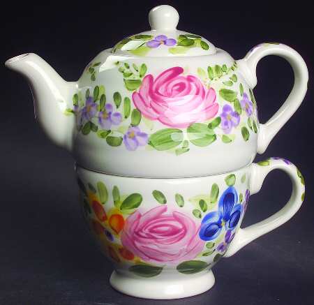 Mariam's Garden Individual Teapot & Lid with Cup
