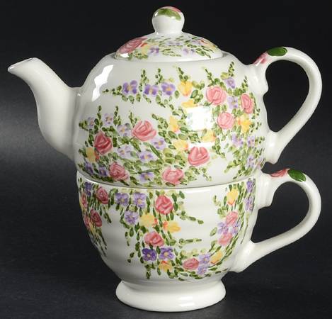 Spring Garden Individual Teapot & Lid with Cup