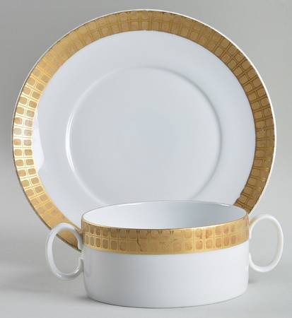 THO304 Flat Cream Soup Bowl & Saucer Set