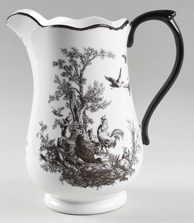 New England Toile Black (Gamebirds) Large Pitcher
