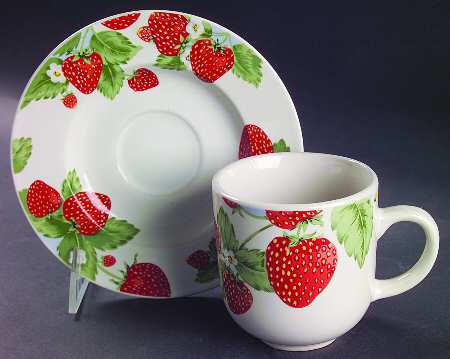 Strawberry Social Flat Cup & Saucer Set