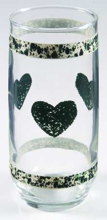 Hearts Green 12 Oz Glassware Tumbler
