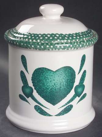 Hearts Green Large Canister & Lid