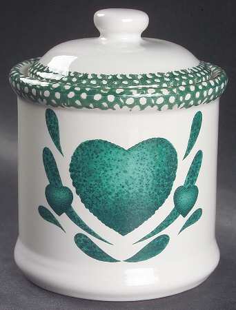 Hearts Green Medium Canister & Lid
