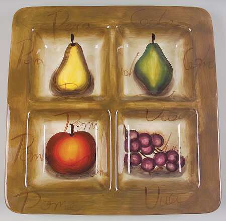 Fruition Divided 4-Part Square Platter