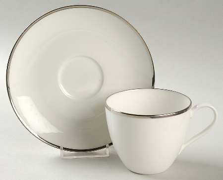 Palladium Band (Platinum Trim) Flat Cup & Saucer Set