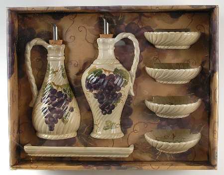 Chianti 9-Pc Dipping Set (2 Cruets,4 Bowls,1 Tray)