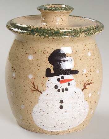 Traditional Snowman (Made in Mold) Sugar Bowl & Lid