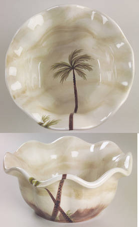 Bahamas Palm 7" Ruffled Bowl