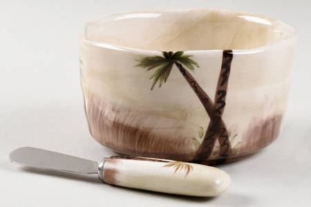 Bahamas Palm Dip Bowl & Spreader Set