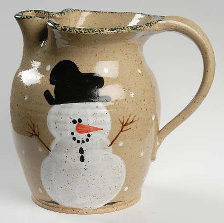 Snowman & Pines (Hand Thrown) 64 Oz Pitcher by Three Rivers