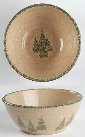 Winter Pines Brown (Hand Thrown) 8" Round Vegetable Bowl