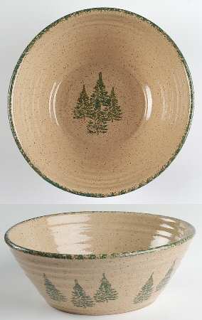 Winter Pines Brown (Hand Thrown) 10" Round Vegetable Bowl