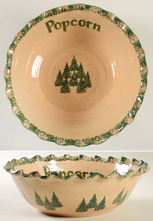 Winter Pines Brown (Hand Thrown) Popcorn Bowl
