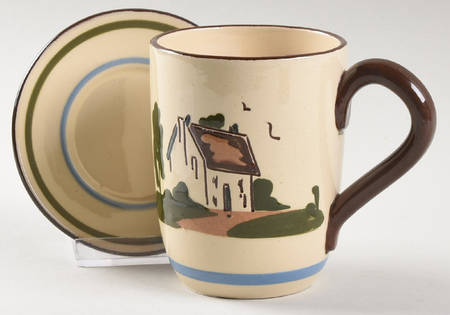 Motto Ware (Cottage) Flat Cup & Saucer Set