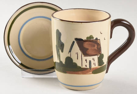 Motto Ware (Cottage) Flat Cup & Saucer Set