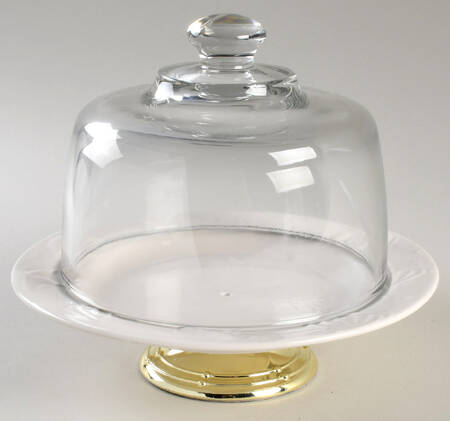 Seashells 6 1/2"-7 1/2" Footed Cheese Plate w/ Glass Dome HC