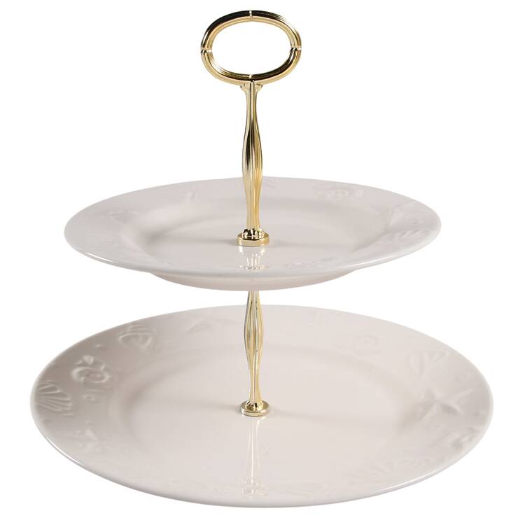 Seashells 6 5/8"-10"  2 Tiered Serving Tray (Dp, Sp) HC