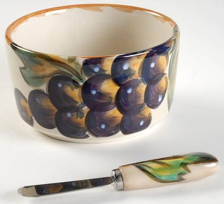 Napa (No Words, Grapes) Dip Bowl & Spreader Set