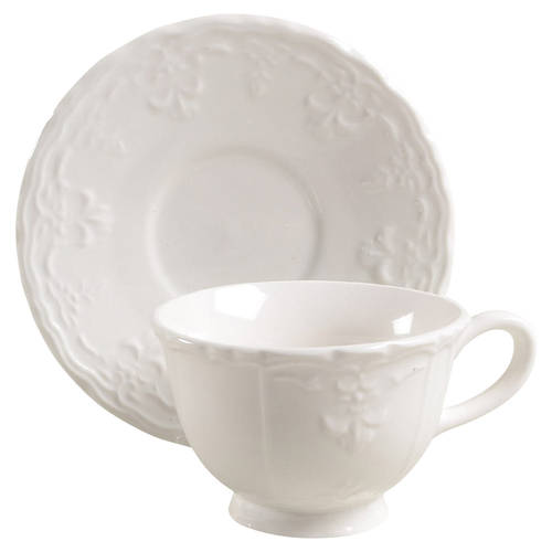 Versailles White Footed Cup & Saucer Set