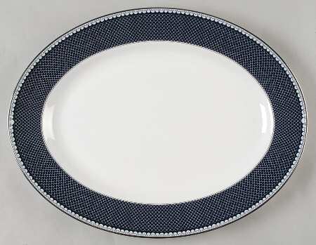 Marielle Indigo 15" Oval Serving Platter