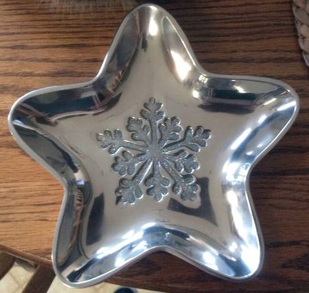 Arctic Solstice Snowflake 9" Star Shaped Metal Dish