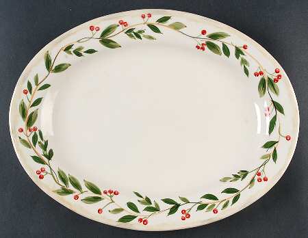 Holly Berry 14" Oval Serving Platter