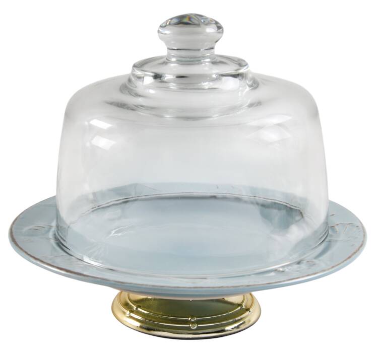 Cape Cod 6 1/2"-7 1/2" Footed Cheese Plate w/ Glass Dome HC