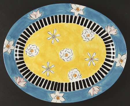 Magnolias 13" Oval Serving Platter by Thailand