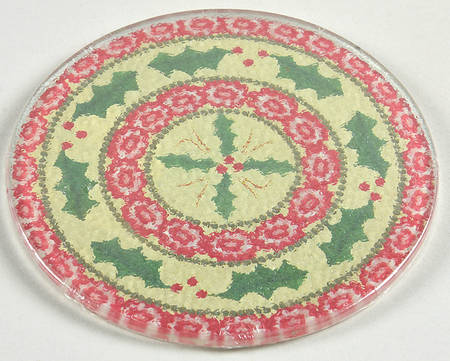 Old World Holiday Round Glass Trivet by Temp-Tations