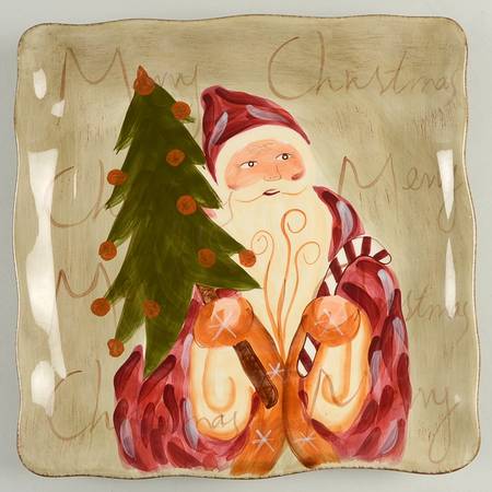 Old World Santa Square Dinner Plate by Tabletops Unlimited