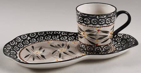 Old World Black Snack Plate & Cup Set by Temp-Tations