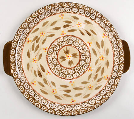 Old World Brown Handled Cake Plate