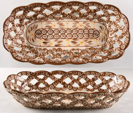 Old World Brown Bread Basket Tray